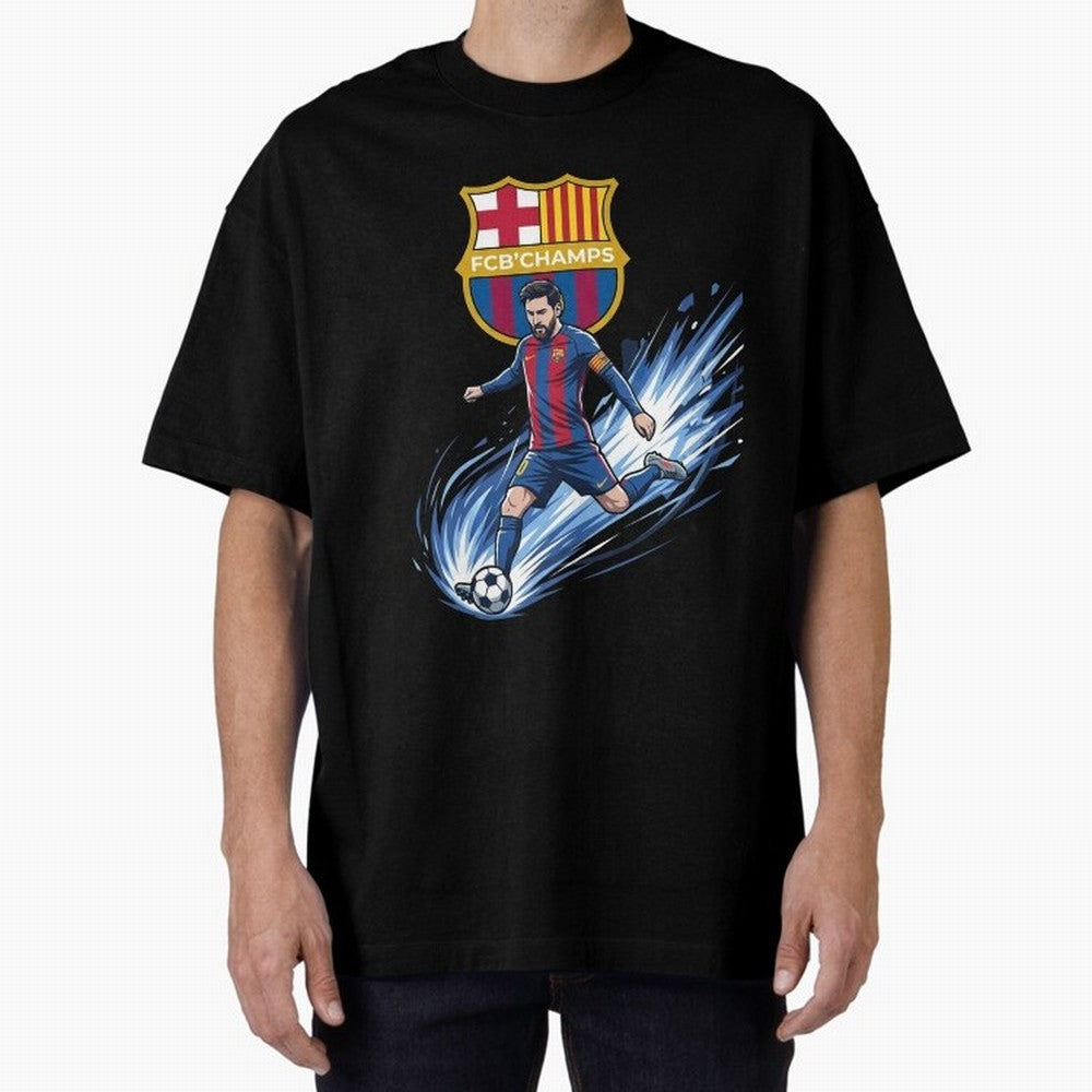 FC Barcelona Champs - The Goat Edition Oversized T-Shirt Keep the Match Day Mood of the FIFA World Cup 2026 USA Canada Mexico Journey through CR7 Highlights, England Pride, Classic Soccer Heritage, Championship Pressure, Fan Loyalty and