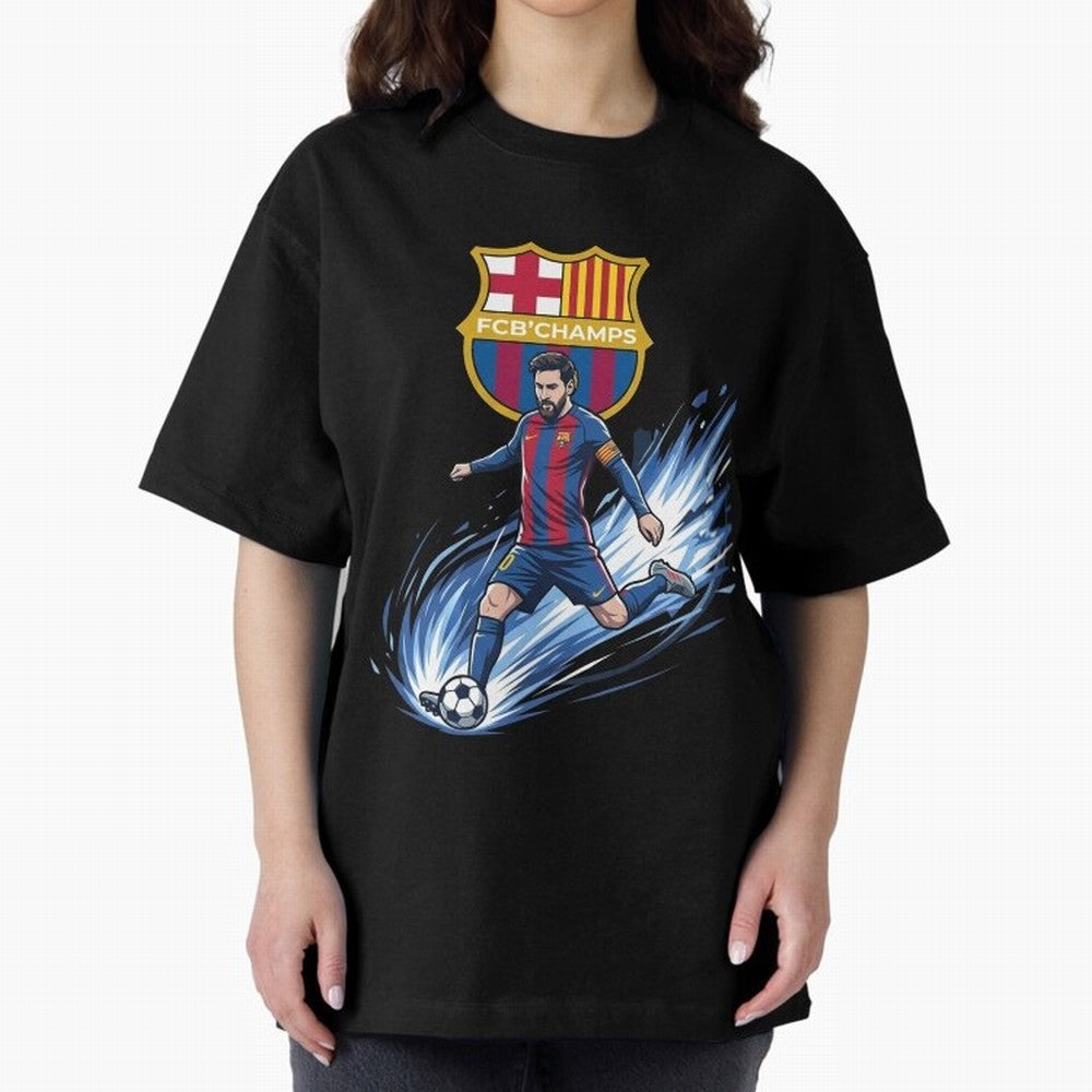 FC Barcelona Champs - The Goat Edition Oversized T-Shirt Keep the Match Day Mood of the FIFA World Cup 2026 USA Canada Mexico Journey through CR7 Highlights, England Pride, Classic Soccer Heritage, Championship Pressure, Fan Loyalty and
