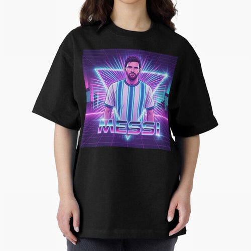 ?Argentina Football Legend Messi Cyberpunk Retro Futurist Design (Version 5) Classic T-Shirt Create Global Football Passion for FIFA World Cup 2026 USA Canada Mexico, Celebrating Haaland, France, Supporter Pride, Iconic Celebrations, Legendary