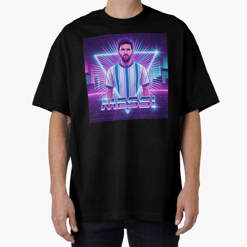 ?Argentina Football Legend Messi Cyberpunk Retro Futurist Design (Version 5) Classic T-Shirt Create Global Football Passion for FIFA World Cup 2026 USA Canada Mexico, Celebrating Haaland, France, Supporter Pride, Iconic Celebrations, Legendary