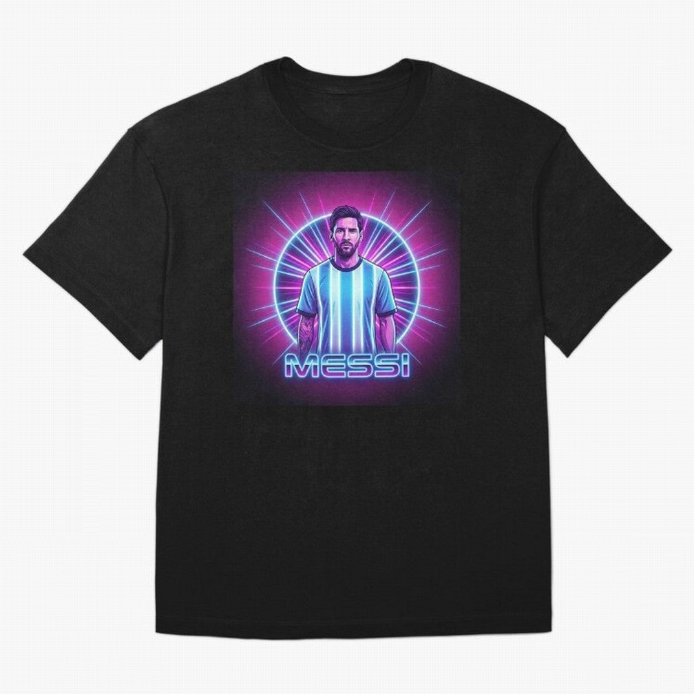 ?Argentina Football Legend Messi Cyberpunk Retro Futurist Design (Version 4) Classic T-Shirt Celebrate Supporters United by FIFA World Cup 2026 USA Canada Mexico Spirit, Filled with Brazil, Portugal and Argentina, Mbappe, Supporter Pride, Iconic