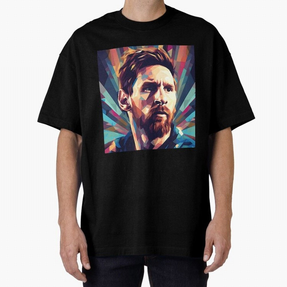 Lionel Messi Portrait Abstract Digital Art Football Player Classic T-Shirt Stand with Global Football Passion for FIFA World Cup 2026 Group Stage, Made for Neymar, Germany, Fan Favorite Moments, National Team Passion, Big Match Drama and Soccer