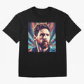 Lionel Messi Portrait Abstract Digital Art Football Player Classic T-Shirt Stand with Global Football Passion for FIFA World Cup 2026 Group Stage, Made for Neymar, Germany, Fan Favorite Moments, National Team Passion, Big Match Drama and Soccer