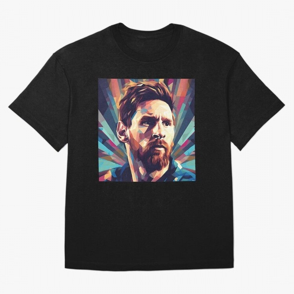 Lionel Messi Portrait Abstract Digital Art Football Player Classic T-Shirt Stand with Global Football Passion for FIFA World Cup 2026 Group Stage, Made for Neymar, Germany, Fan Favorite Moments, National Team Passion, Big Match Drama and Soccer