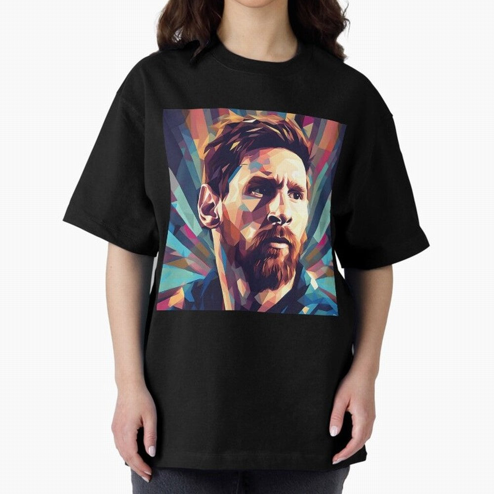 Lionel Messi Portrait Abstract Digital Art Football Player Classic T-Shirt Stand with Global Football Passion for FIFA World Cup 2026 Group Stage, Made for Neymar, Germany, Fan Favorite Moments, National Team Passion, Big Match Drama and Soccer