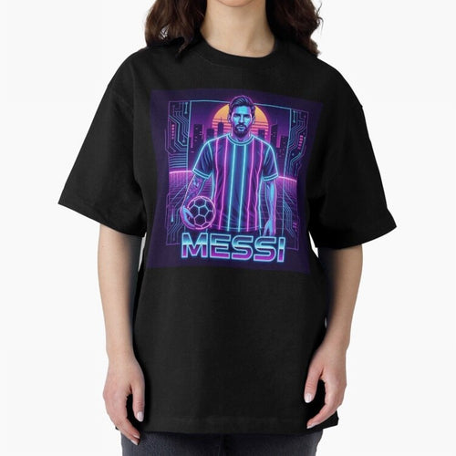 ?Argentina Football Legend Messi Cyberpunk Retro Futurist Design (Version 3) Classic T-Shirt Support FIFA World Cup 2026 Group Stage Capturing Cristiano Ronaldo, Haaland and CR7, France and Portugal Energy, Fan Favorite Moments, National Team