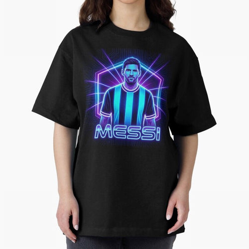 ?Argentina Football Legend Messi Cyberpunk Retro Futurist Design (Version 2) Classic T-Shirt Show Up for the Glory of the FIFA World Cup 2026 Journey through Haaland Highlights, Spain Pride, Goal Celebration Energy, Supporter Heritage, Football