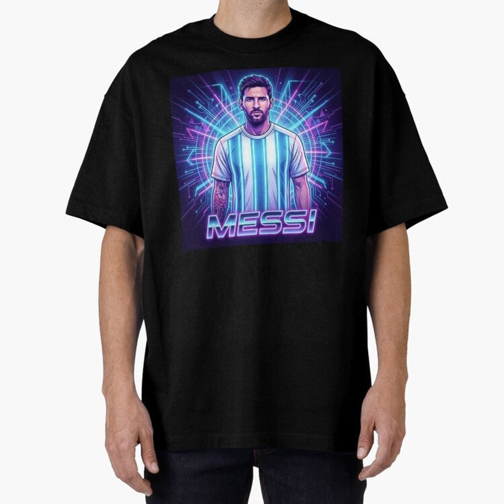 ?Argentina Football Legend Messi Cyberpunk Retro Futurist Design Classic T-Shirt Bring Bold Fan Energy to FIFA World Cup 2026 USA Canada Mexico for Fans of Cristiano Ronaldo and Spain, Bringing Retro Football Energy, Iconic Rivalries, Trophy Chase