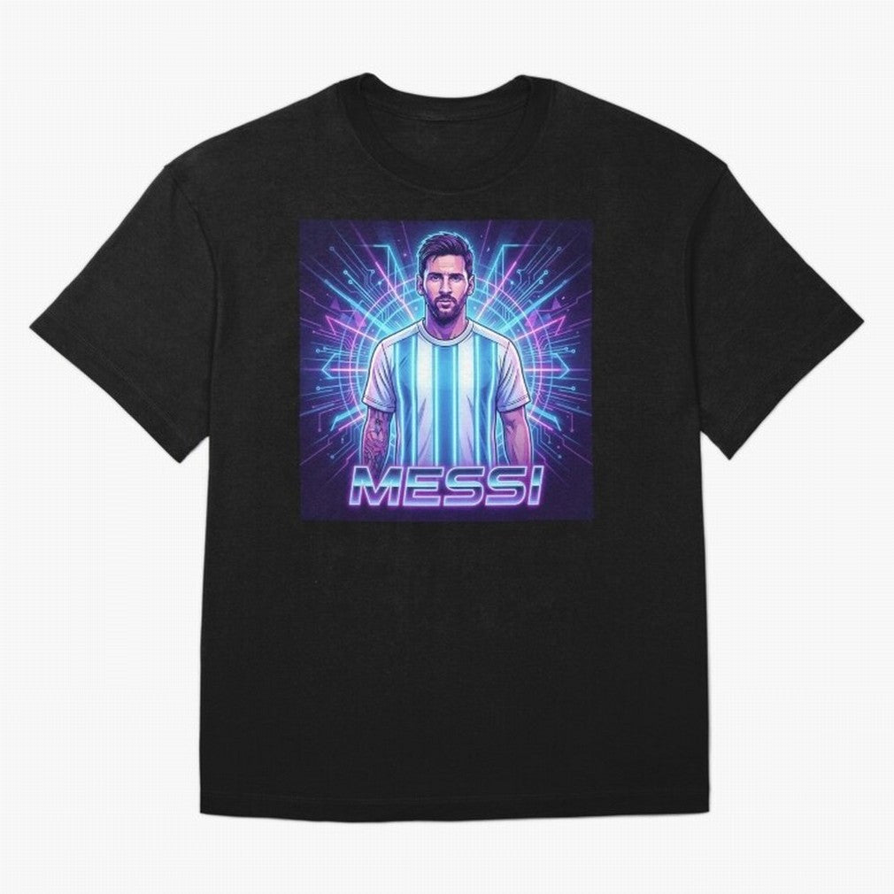 ?Argentina Football Legend Messi Cyberpunk Retro Futurist Design Classic T-Shirt Bring Bold Fan Energy to FIFA World Cup 2026 USA Canada Mexico for Fans of Cristiano Ronaldo and Spain, Bringing Retro Football Energy, Iconic Rivalries, Trophy Chase