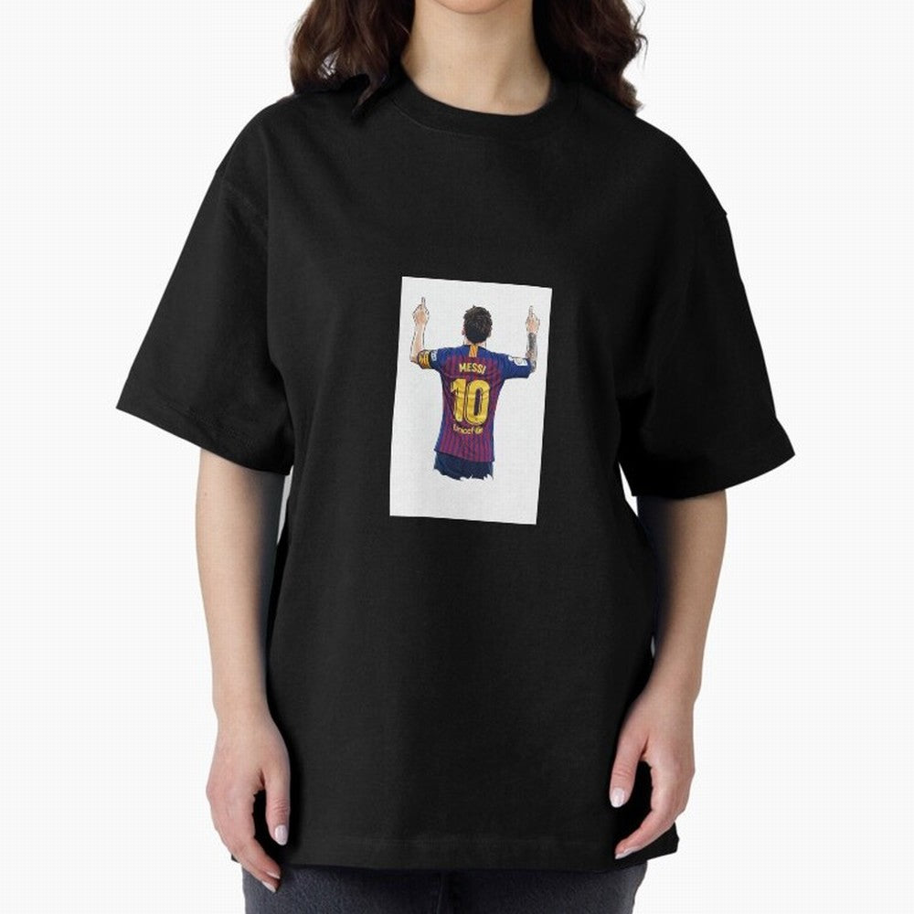 Lionel Messi Celebration Outline Barcelona FC Oversized T-Shirt Bring Stadium Energy to FIFA World Cup 2026 Group Stage Connected to Messi, CR7 and Mbappe, Argentina, France and Brazil Energy, Champion Mindset, Group Stage Buzz, Knockout Tension