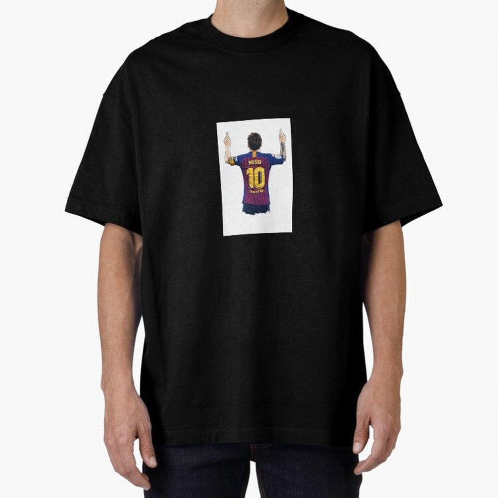 Lionel Messi Celebration Outline Barcelona FC Oversized T-Shirt Bring Stadium Energy to FIFA World Cup 2026 Group Stage Connected to Messi, CR7 and Mbappe, Argentina, France and Brazil Energy, Champion Mindset, Group Stage Buzz, Knockout Tension