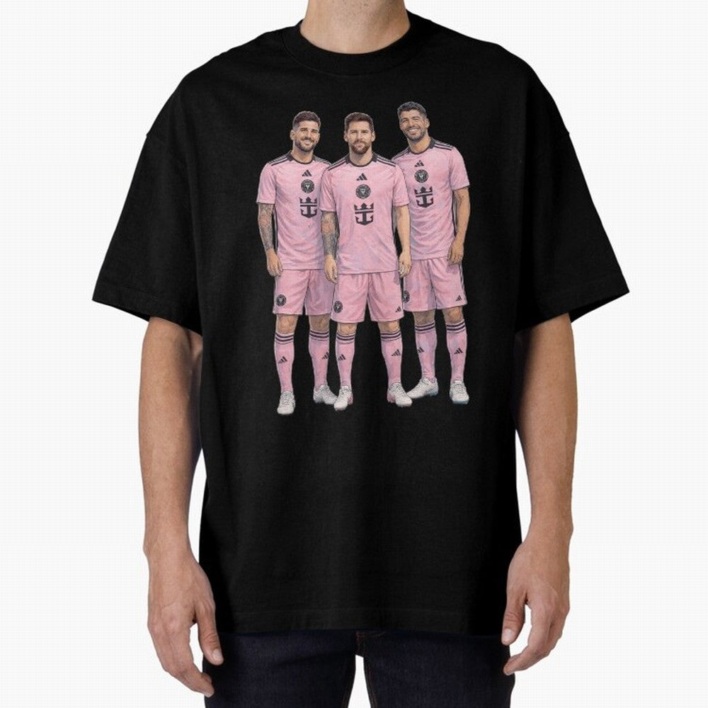 Messi, De Paul and Suarez Inter Miami artistic style ¨C MLS Soccer Oversized T-Shirt Bring Retro Soccer Energy to FIFA World Cup 2026 USA Canada Mexico Spirit, Connected to Spain and Netherlands, CR7, Tournament Hype, Historic Matchups, Family