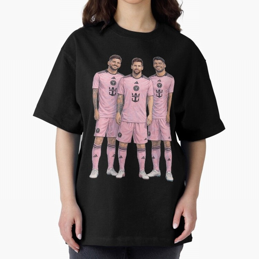 Messi, De Paul and Suarez Inter Miami artistic style ¨C MLS Soccer Oversized T-Shirt Bring Retro Soccer Energy to FIFA World Cup 2026 USA Canada Mexico Spirit, Connected to Spain and Netherlands, CR7, Tournament Hype, Historic Matchups, Family