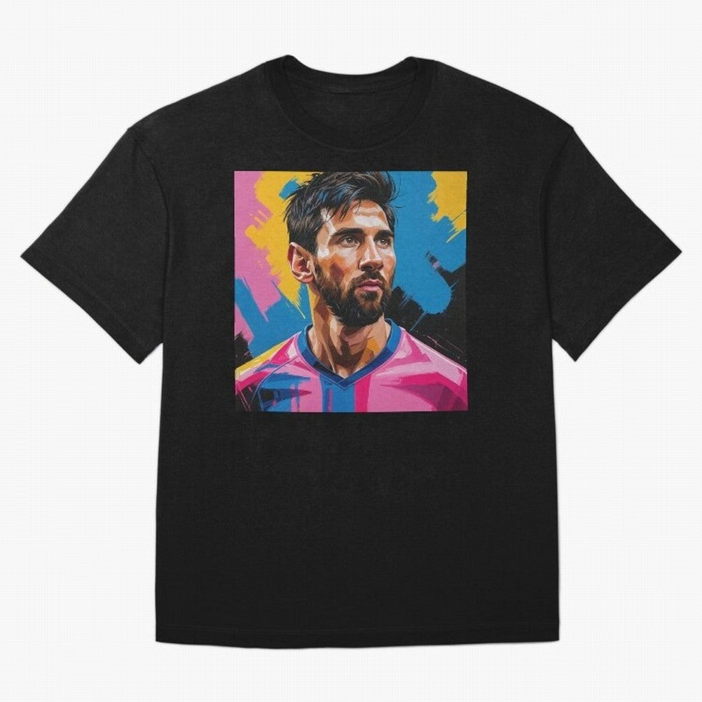 Vibrant Artistic Digital Painting Portrait of Lionel Messi (GOAT) Classic T-Shirt Share the Excitement of FIFA World Cup 2026 USA Canada Mexico for Fans of Messi and Spain, Bringing Champion Mindset, Group Stage Buzz, Knockout Tension and