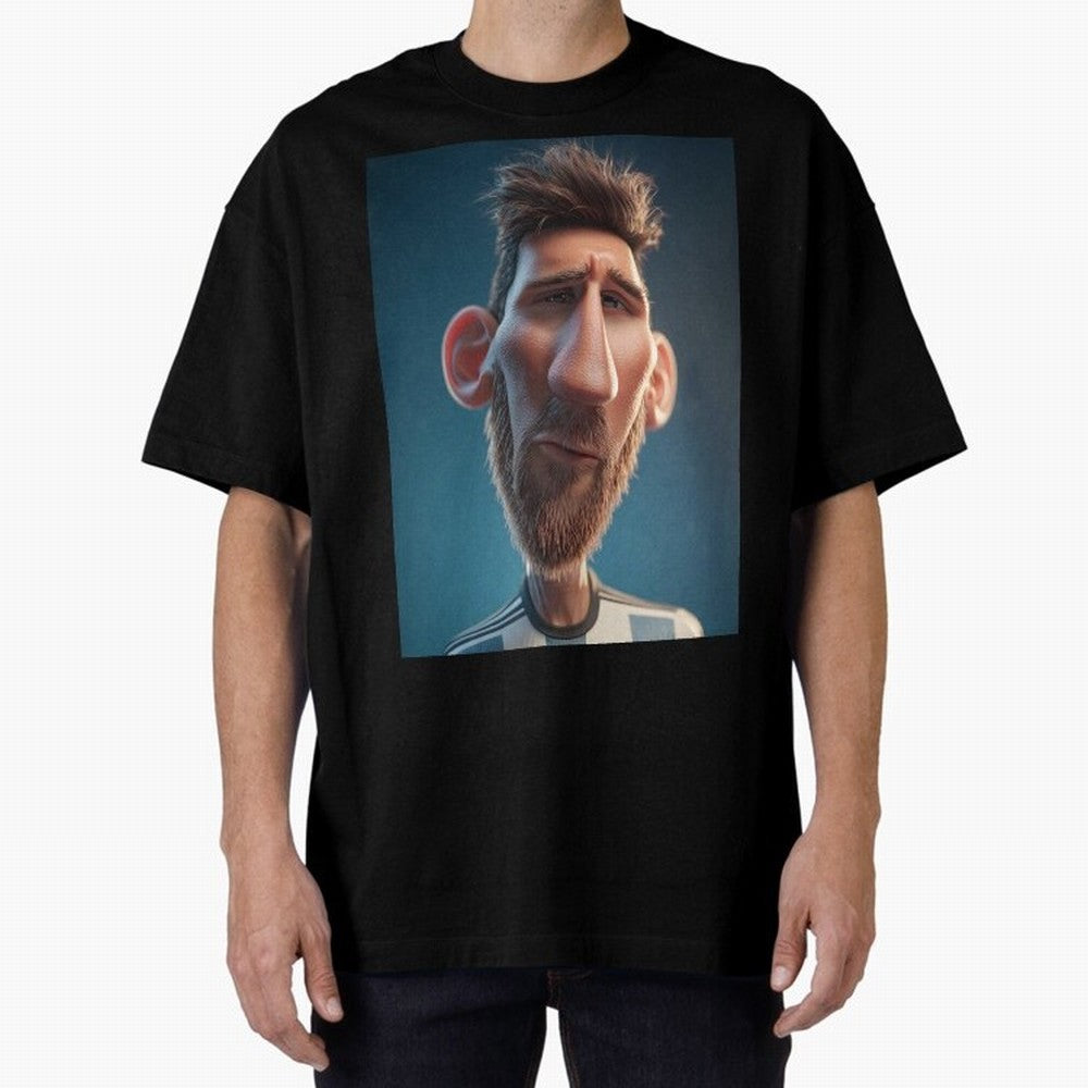 Lionel Messi Funny Soccer Cartoon Football Star Oversized T-Shirt Create Match Day Hype around FIFA World Cup 2026 Group Stage, Neymar, Brazil, Portugal and Argentina, Retro Football Energy, Iconic Rivalries, Trophy Chase Drama and Stadium