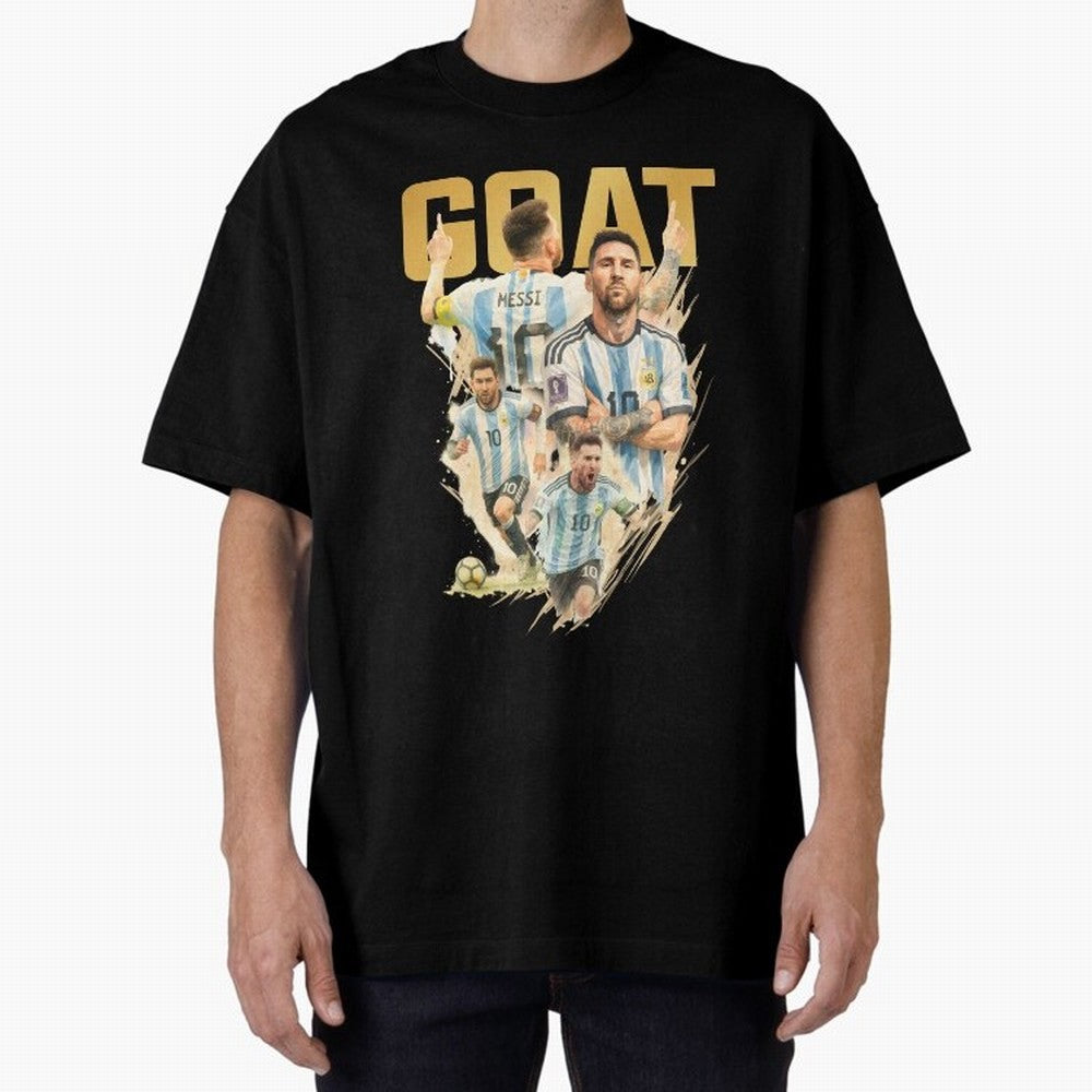 GOAT Lionel Messi watercolor illustration Oversized T-Shirt Showcase Global Football Passion for FIFA World Cup 2026, Built around Messi, Brazil, Global Supporter Spirit, Legendary Goals, National Colors and Tournament Celebration; Perfect for