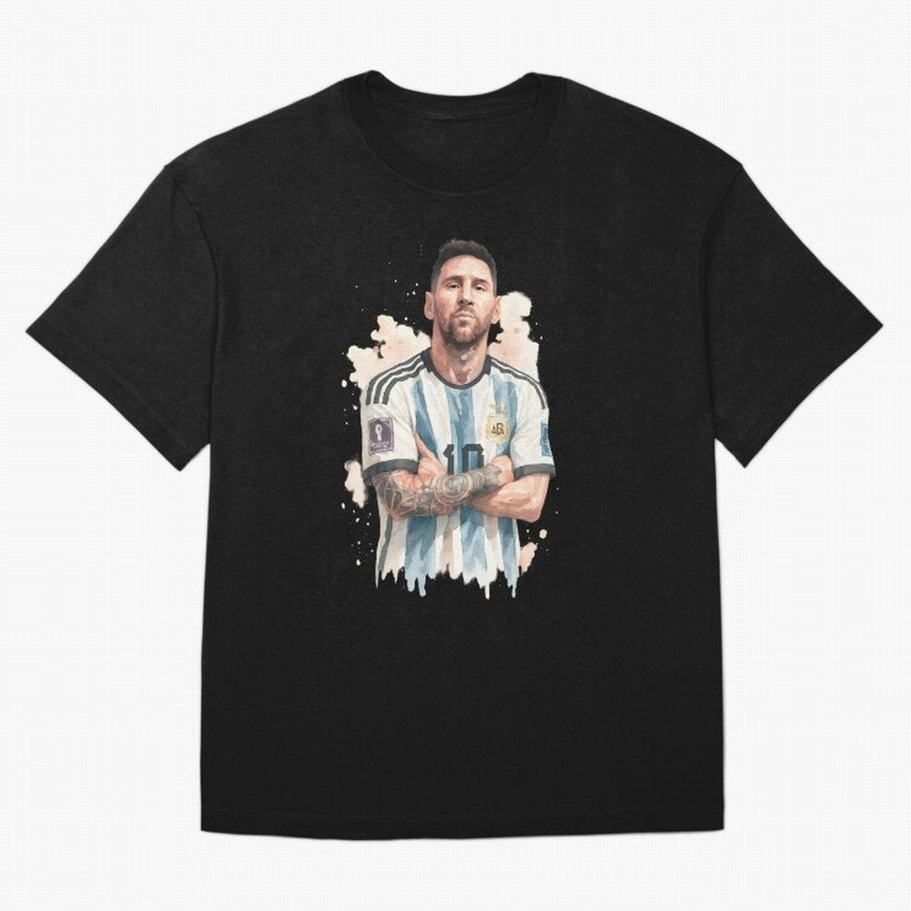 Lionel Messi watercolor illustration Classic T-Shirt Spotlight the FIFA World Cup 2026 Group Stage Journey through Messi and Cristiano Ronaldo Highlights, Argentina Pride, Tournament Hype, Historic Matchups, Family Viewing Parties and Global Sports