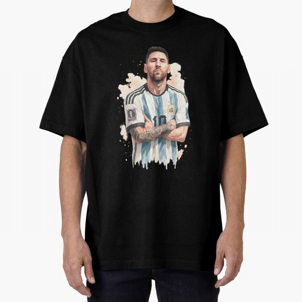 Lionel Messi watercolor illustration Classic T-Shirt Spotlight the FIFA World Cup 2026 Group Stage Journey through Messi and Cristiano Ronaldo Highlights, Argentina Pride, Tournament Hype, Historic Matchups, Family Viewing Parties and Global Sports