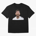 Lionel Messi smiling Oversized T-Shirt Experience the Global Stage of FIFA World Cup 2026 for Fans of Mbappe and Neymar and Portugal, Spain and Germany, Bringing Global Supporter Spirit, Legendary Goals, National Colors and Tournament Celebration;