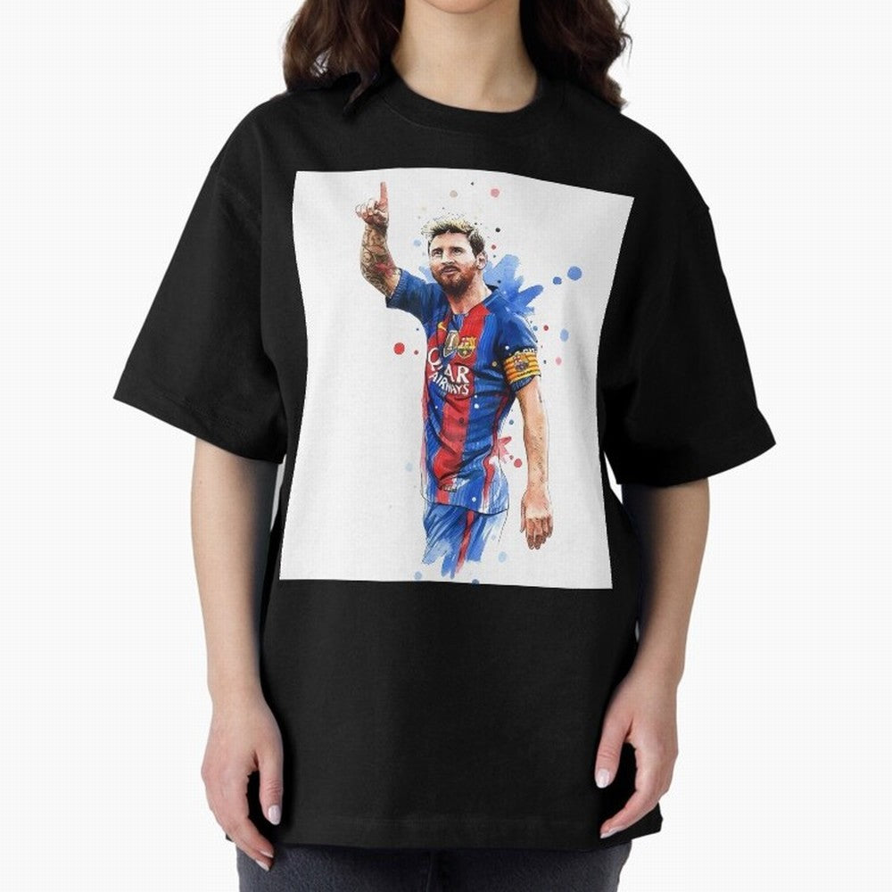 Lionel Messi Barcelona football legend Oversized T-Shirt Represent Football Lovers during FIFA World Cup 2026 Spirit, Celebrating Brazil, Portugal and Argentina, CR7, Football History, Final Match Energy, Crowd Noise and Once in a Lifetime Moments;