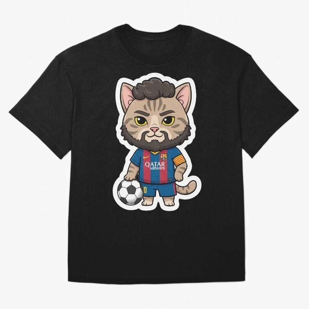 Fcb - Fc Barcelona | Cute Cat Messi with Jersey Barcelona Classic T-Shirt Elevate FIFA World Cup 2026 for Fans of Haaland and Portugal, Bringing Retro Football Energy, Iconic Rivalries, Trophy Chase Drama and Stadium Atmosphere; Built for