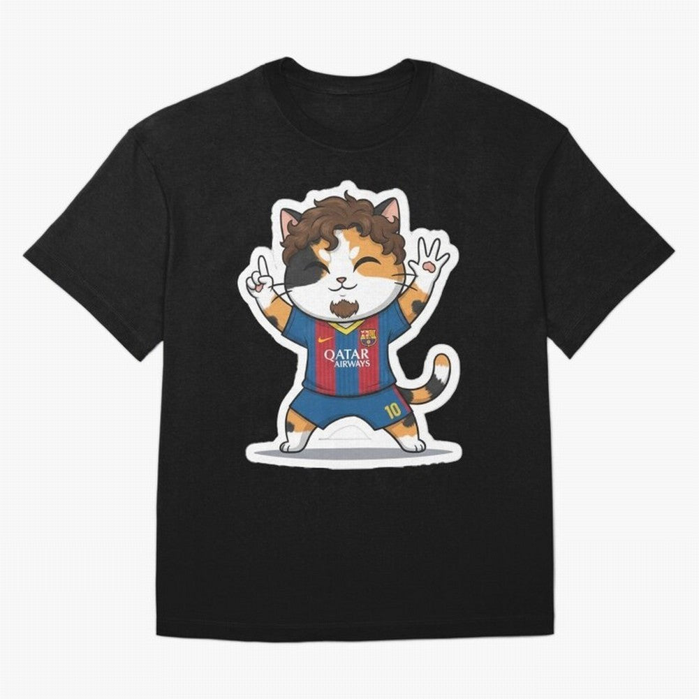 Fcb - Fc Barcelona | Cute Cat Messi with Jersey Barcelona Classic T-Shirt Relive Legendary Nights from Match Day Hype around FIFA World Cup 2026 Group Stage, Haaland and Mbappe, Spain and Netherlands, Sports Nostalgia, International Competition,