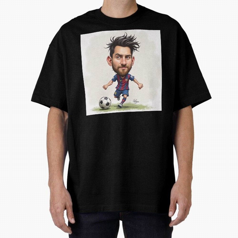 The Little Magician ¨C Caricature of Lionel Messi Oversized T-Shirt Capture FIFA World Cup 2026 Group Stage Spirit, with Argentina, France and Brazil, CR7, Goal Celebration Energy, Supporter Heritage, Football Icons and Worldwide Tournament Joy;