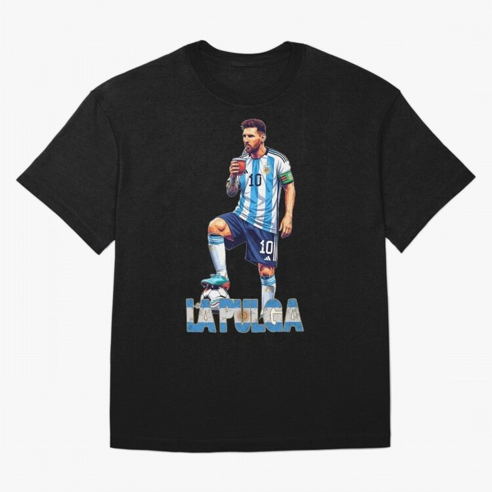 Messi the Flea Drinking Mate ¨C Unique Design by The Goat Classic T-Shirt Represent the Passion of FIFA World Cup 2026 USA Canada Mexico Connected to Cristiano Ronaldo, Haaland and CR7, Portugal Energy, Game Day Rituals, Football Legends, Country