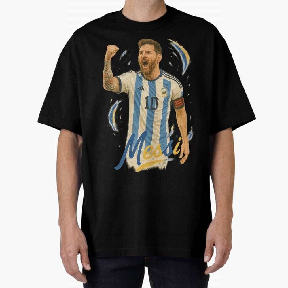 Lionel Messi Argentina Art ¨C Iconic World Cup Champion Tribute Design	 Oversized T-Shirt Bring Match Day Fire to FIFA World Cup 2026 USA Canada Mexico Filled with CR7 and Messi, Portugal Energy, Stadium Memories, Football Loyalty, International