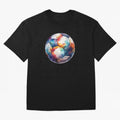 Football Soccer Ball Watercolor Illustration Drawing (Black BG) Oversized T-Shirt Celebrate Every Goal in FIFA World Cup 2026 Spirit, Connected to England, Mbappe and Neymar, Stadium Memories, Football Loyalty, International Chants and Championship