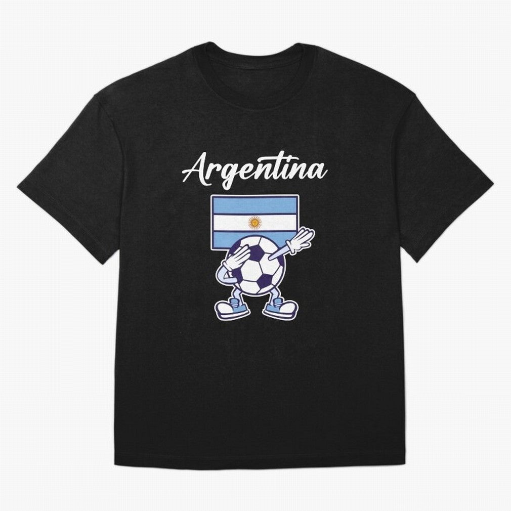 ARGENTINA - Dabbing Football Soccer Ball - ARGENTINA Oversized T-Shirt Experience Match Day Hype around FIFA World Cup 2026, Mbappe, Netherlands, Stadium Chants, National Pride, Trophy Dreams and Unforgettable Football Memories; Created for Match