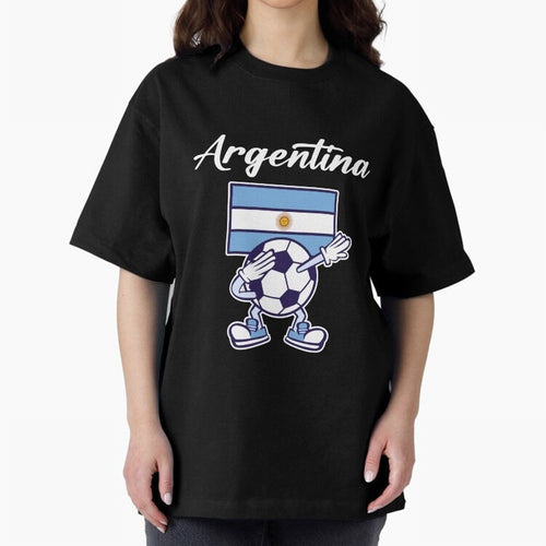 ARGENTINA - Dabbing Football Soccer Ball - ARGENTINA Oversized T-Shirt Experience Match Day Hype around FIFA World Cup 2026, Mbappe, Netherlands, Stadium Chants, National Pride, Trophy Dreams and Unforgettable Football Memories; Created for Match