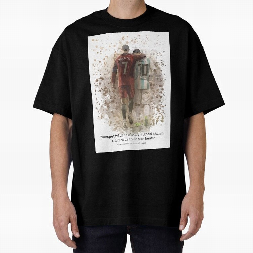 Cristiano Ronaldo Messi Soccer Quote Poster Oversized T-Shirt Celebrate the Biggest Stage of the FIFA World Cup 2026 Journey through Mbappe and Neymar Highlights, Germany Pride, Goal Celebration Energy, Supporter Heritage, Football Icons and