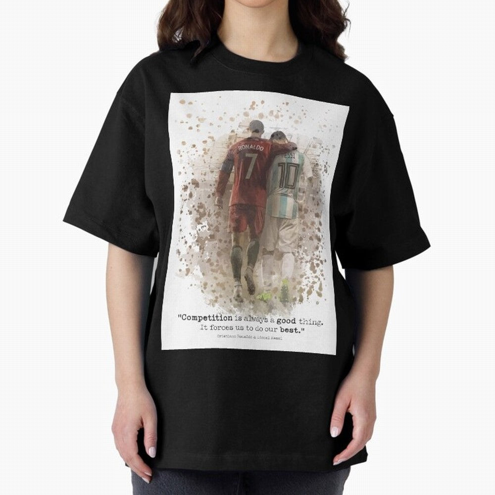 Cristiano Ronaldo Messi Soccer Quote Poster Oversized T-Shirt Celebrate the Biggest Stage of the FIFA World Cup 2026 Journey through Mbappe and Neymar Highlights, Germany Pride, Goal Celebration Energy, Supporter Heritage, Football Icons and