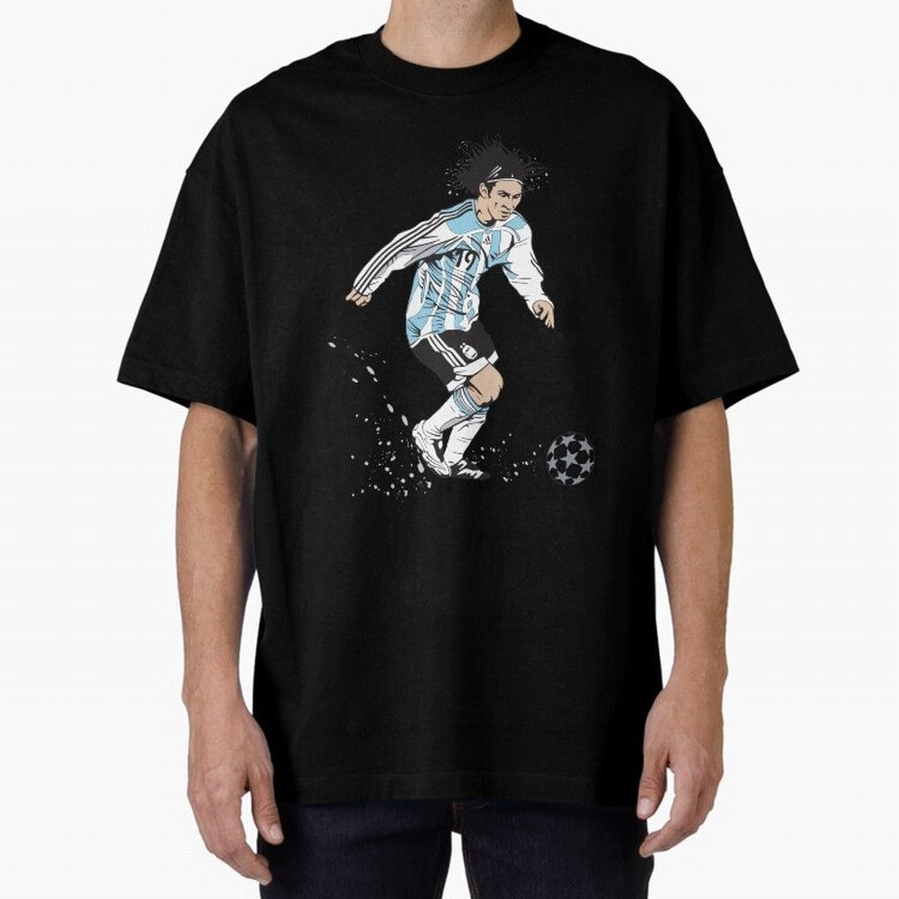 Lionel Messi runner Oversized T-Shirt Show Support during Global Football Passion for FIFA World Cup 2026, Built around Mbappe, Argentina, France and Brazil, Supporter Pride, Iconic Celebrations, Legendary Names and Global Match Day Energy; Built