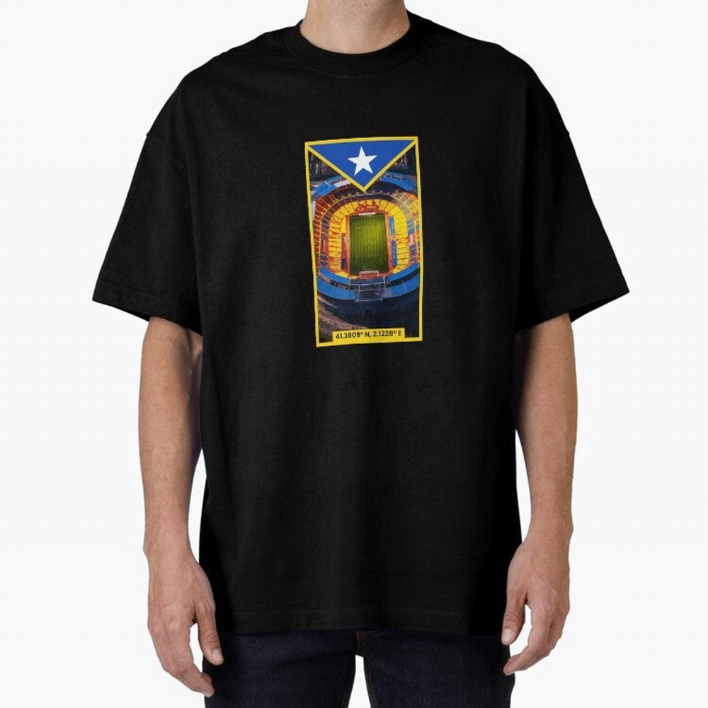 Barcelona Stadium Coordinates Graphic Essential T-Shirt Keep the Match Day Mood of Global Football Passion for FIFA World Cup 2026 USA Canada Mexico, with Mbappe, France, Football Festival Excitement, Trophy Ambitions, Country Rivalries and Star