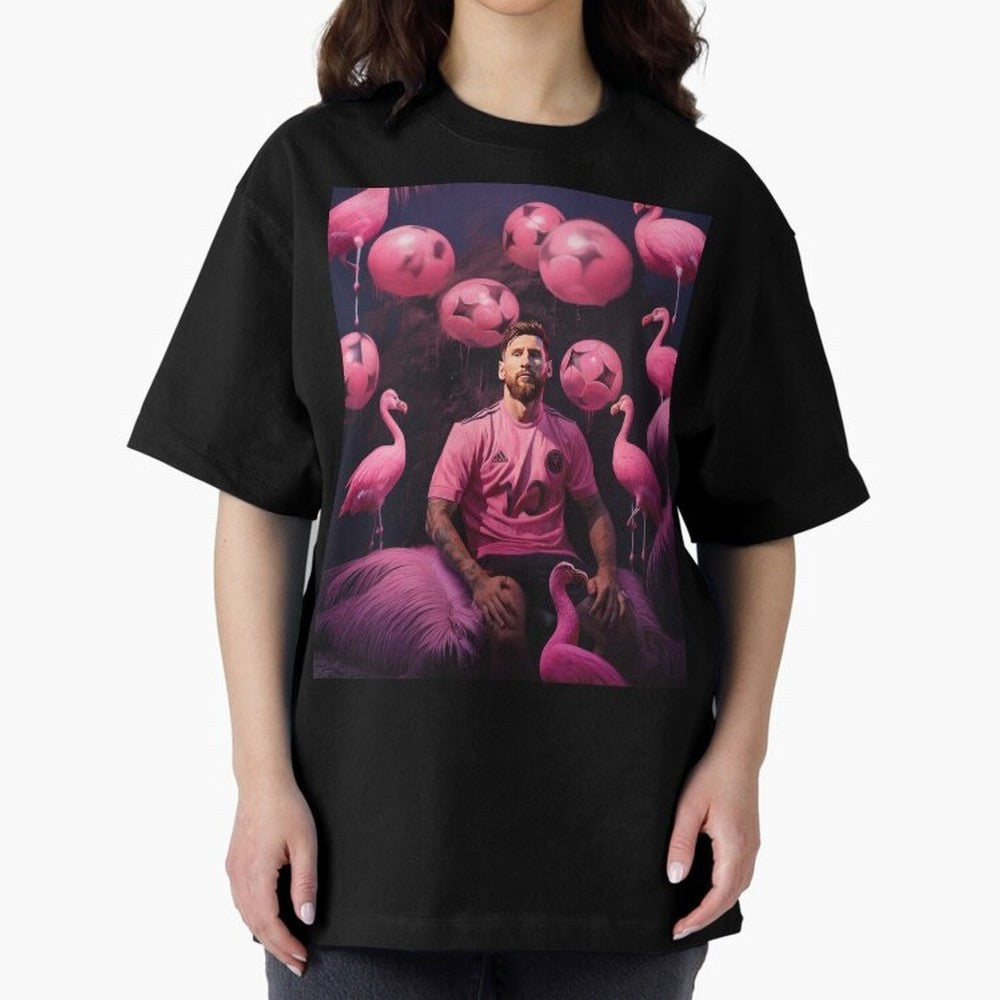 Flamingo Fantasy: Messi's Miami Elegance Active T-Shirt Celebrate National Team Dreams in FIFA World Cup 2026 USA Canada Mexico for Fans of Neymar and England, Bringing Goal Celebration Energy, Supporter Heritage, Football Icons and Worldwide