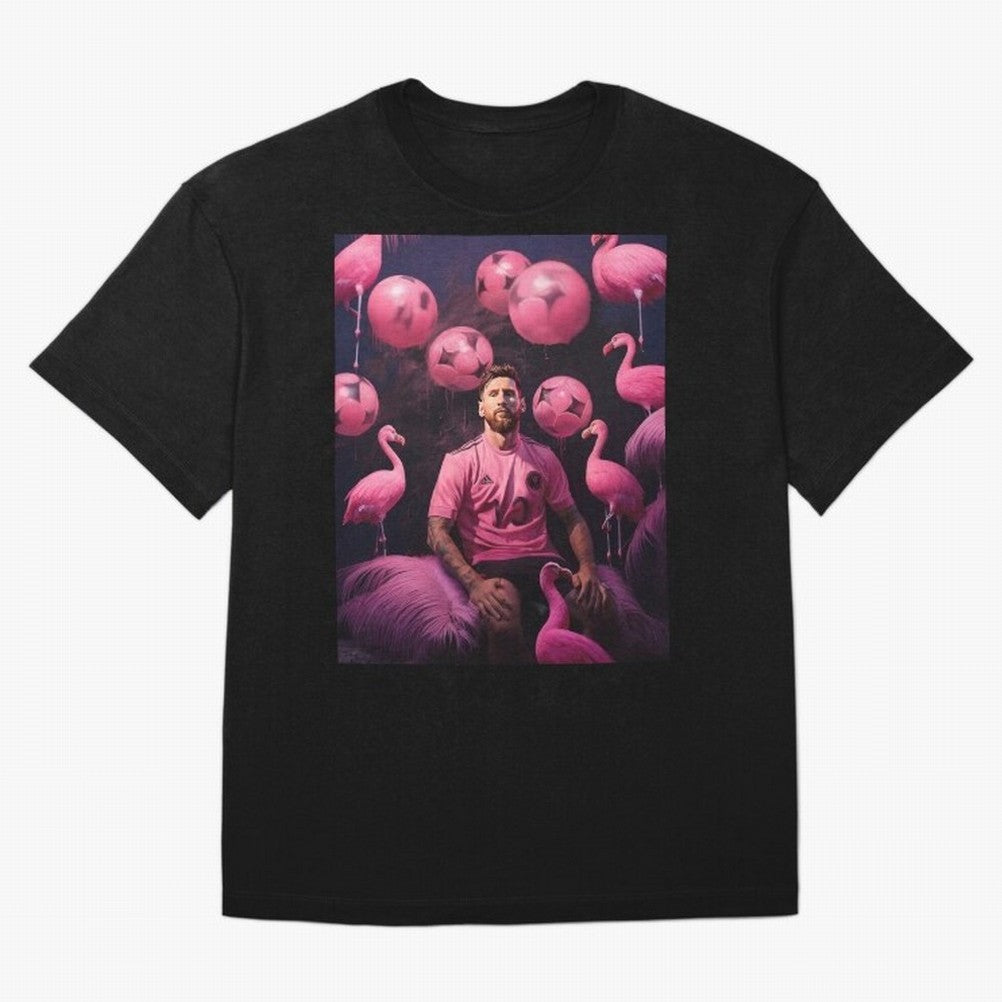 Flamingo Fantasy: Messi's Miami Elegance Active T-Shirt Celebrate National Team Dreams in FIFA World Cup 2026 USA Canada Mexico for Fans of Neymar and England, Bringing Goal Celebration Energy, Supporter Heritage, Football Icons and Worldwide
