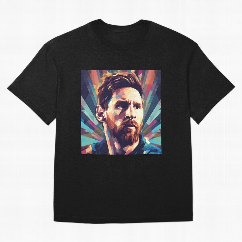 Lionel Messi Portrait Abstract Digital Art, Football Player Classic T-Shirt Follow the Final Road of FIFA World Cup 2026 USA Canada Mexico Spirit, Driven by Spain, Messi, Worldwide Fan Energy, Dramatic Goals, Stadium Lights and Championship
