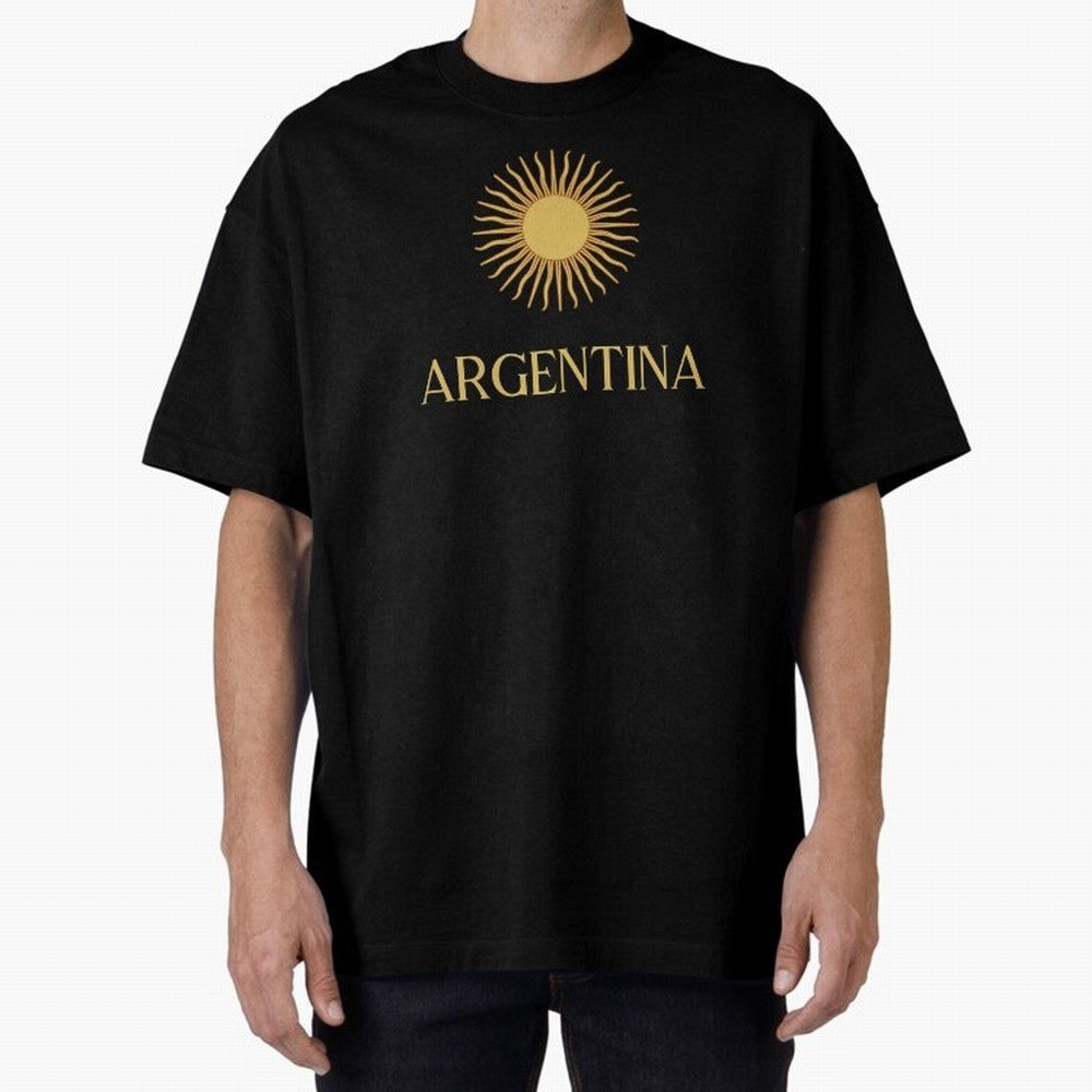 Argentina Gold Oversized T-Shirt Celebrate Fan Favorites in FIFA World Cup 2026 for Fans of Messi, CR7 and Mbappe and France and Portugal, Bringing Football Passion, Legendary Performances, Festival Vibes and Supporter Community; Built for