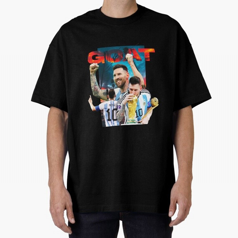 Messi GOAT Premium T-Shirt Show Fan Pride Across Match Day Hype around FIFA World Cup 2026 USA Canada Mexico, CR7 and Messi, Brazil, Portugal and Argentina, Football Passion, Legendary Performances, Festival Vibes and Supporter Community; Built for