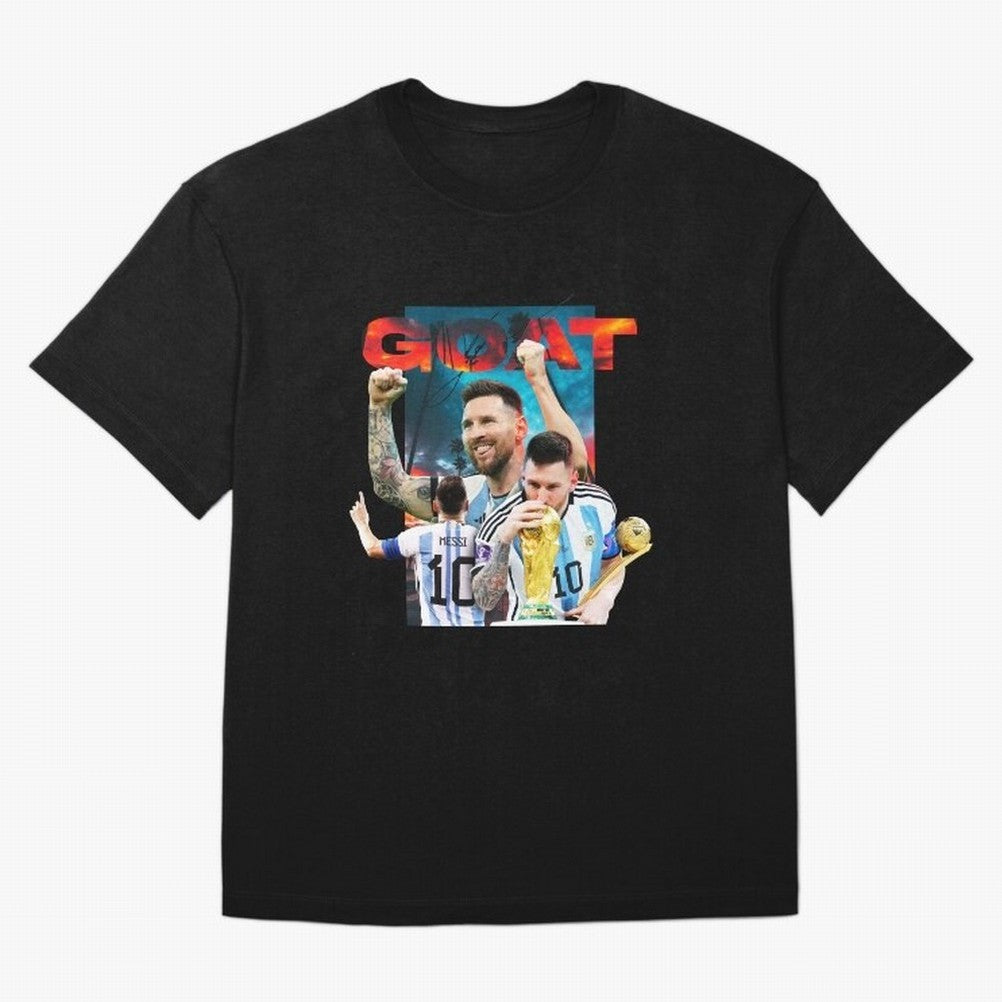 Messi GOAT Premium T-Shirt Show Fan Pride Across Match Day Hype around FIFA World Cup 2026 USA Canada Mexico, CR7 and Messi, Brazil, Portugal and Argentina, Football Passion, Legendary Performances, Festival Vibes and Supporter Community; Built for