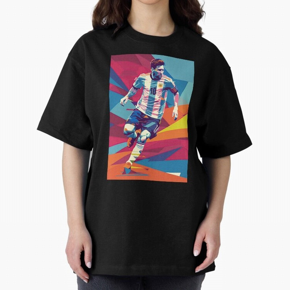 Messi in action Graphic poster design Premium T-Shirt Show Passion for the Stars of FIFA World Cup 2026 Group Stage Spirit, Capturing France and Portugal, Messi and Cristiano Ronaldo, Soccer Culture, Superstar Moments, National Team Dreams and