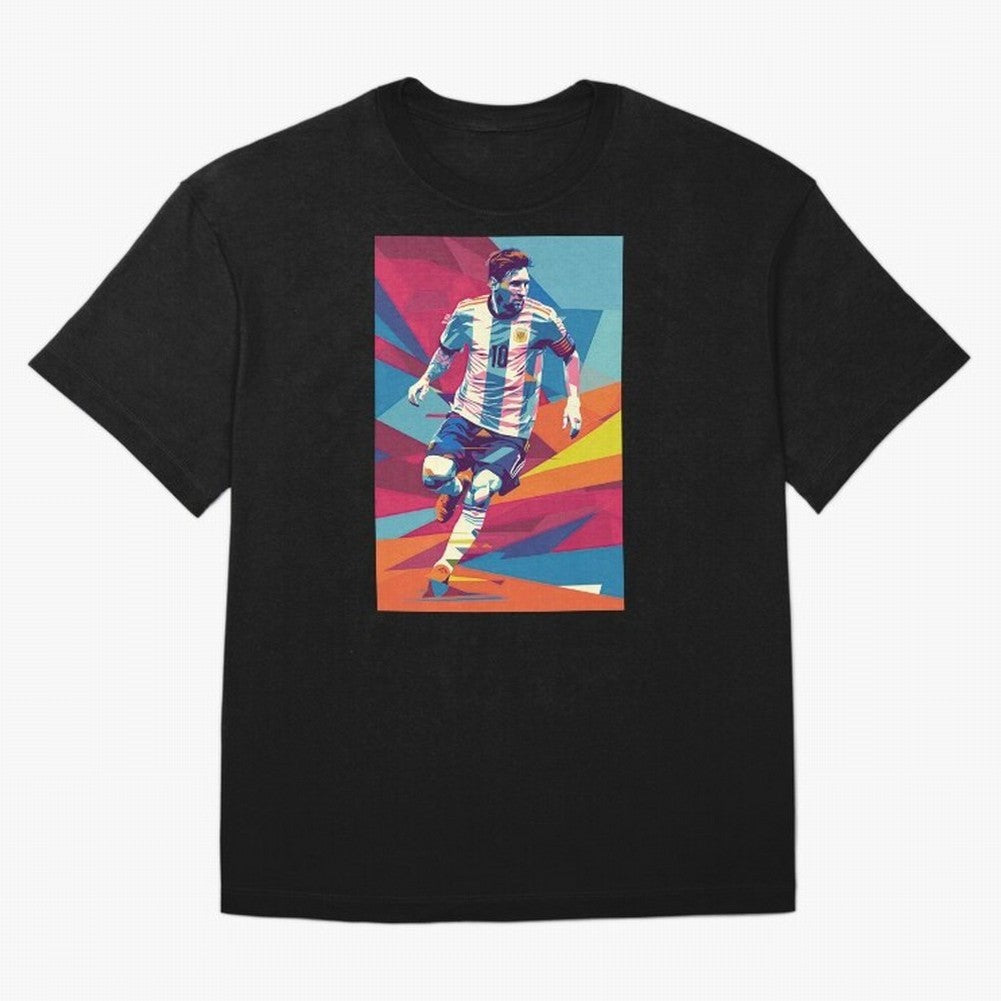 Messi in action Graphic poster design Premium T-Shirt Show Passion for the Stars of FIFA World Cup 2026 Group Stage Spirit, Capturing France and Portugal, Messi and Cristiano Ronaldo, Soccer Culture, Superstar Moments, National Team Dreams and