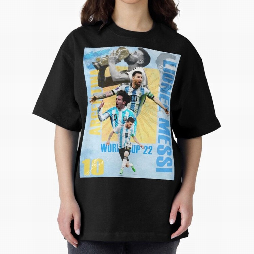 Lionel Messi Argentina World Cup Victory Poster - 2022 Soccer Champion Wall Art Premium T-Shirt Celebrate Soccer Greatness during FIFA World Cup 2026 Spirit, Made for Germany, Cristiano Ronaldo, Supporter Pride, Iconic Celebrations, Legendary Names