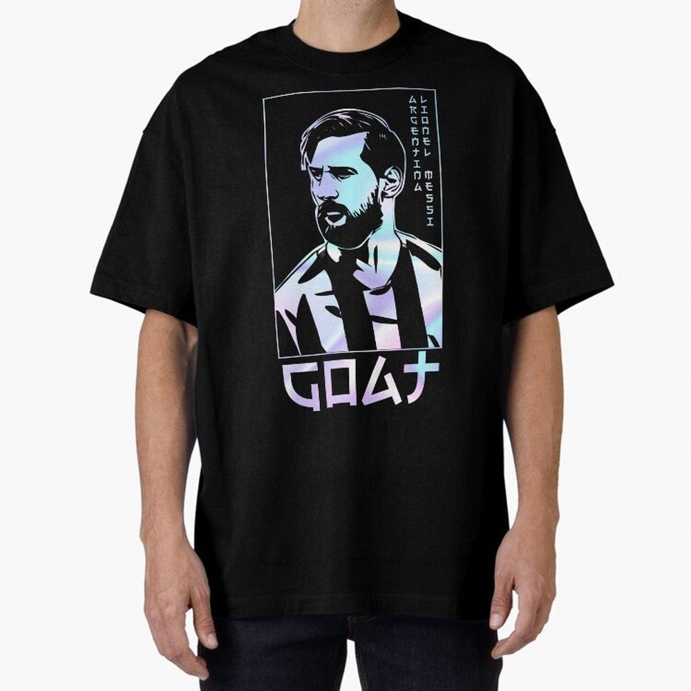 Lionel Messi Holographic Style Portrait art illustration Premium T-Shirt Celebrate FIFA World Cup 2026 Capturing Mbappe and Neymar, Netherlands Energy, Global Supporter Spirit, Legendary Goals, National Colors and Tournament Celebration; Great for