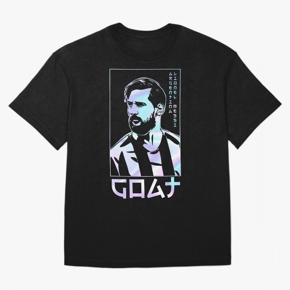 Lionel Messi Holographic Style Portrait art illustration Premium T-Shirt Celebrate FIFA World Cup 2026 Capturing Mbappe and Neymar, Netherlands Energy, Global Supporter Spirit, Legendary Goals, National Colors and Tournament Celebration; Great for