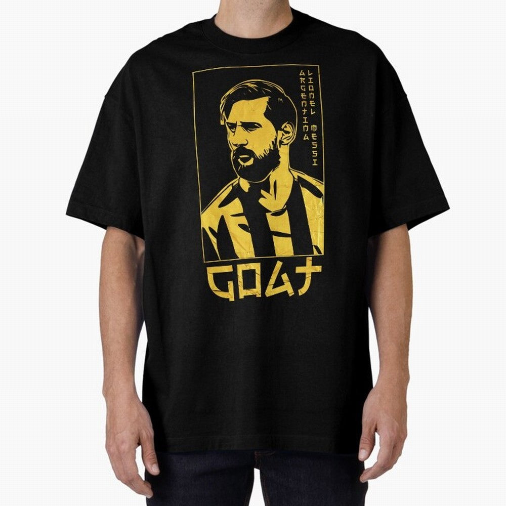 Lionel Messi Golden Style Portrait art illustration Premium T-Shirt Cheer for FIFA World Cup 2026 Spirit, Made for France, Haaland and Mbappe, Worldwide Fan Energy, Dramatic Goals, Stadium Lights and Championship Celebrations; Made for Die Hard
