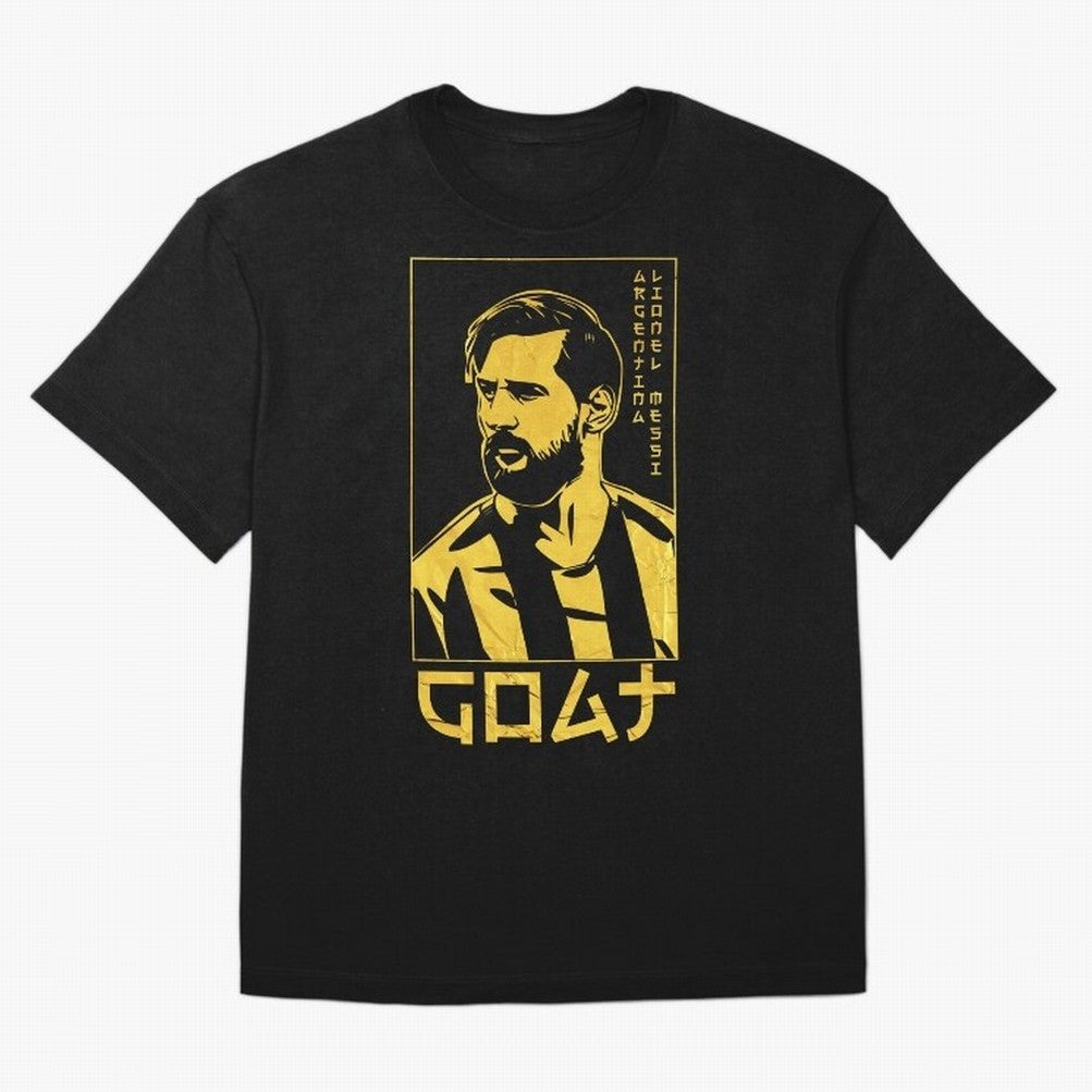 Lionel Messi Golden Style Portrait art illustration Premium T-Shirt Cheer for FIFA World Cup 2026 Spirit, Made for France, Haaland and Mbappe, Worldwide Fan Energy, Dramatic Goals, Stadium Lights and Championship Celebrations; Made for Die Hard