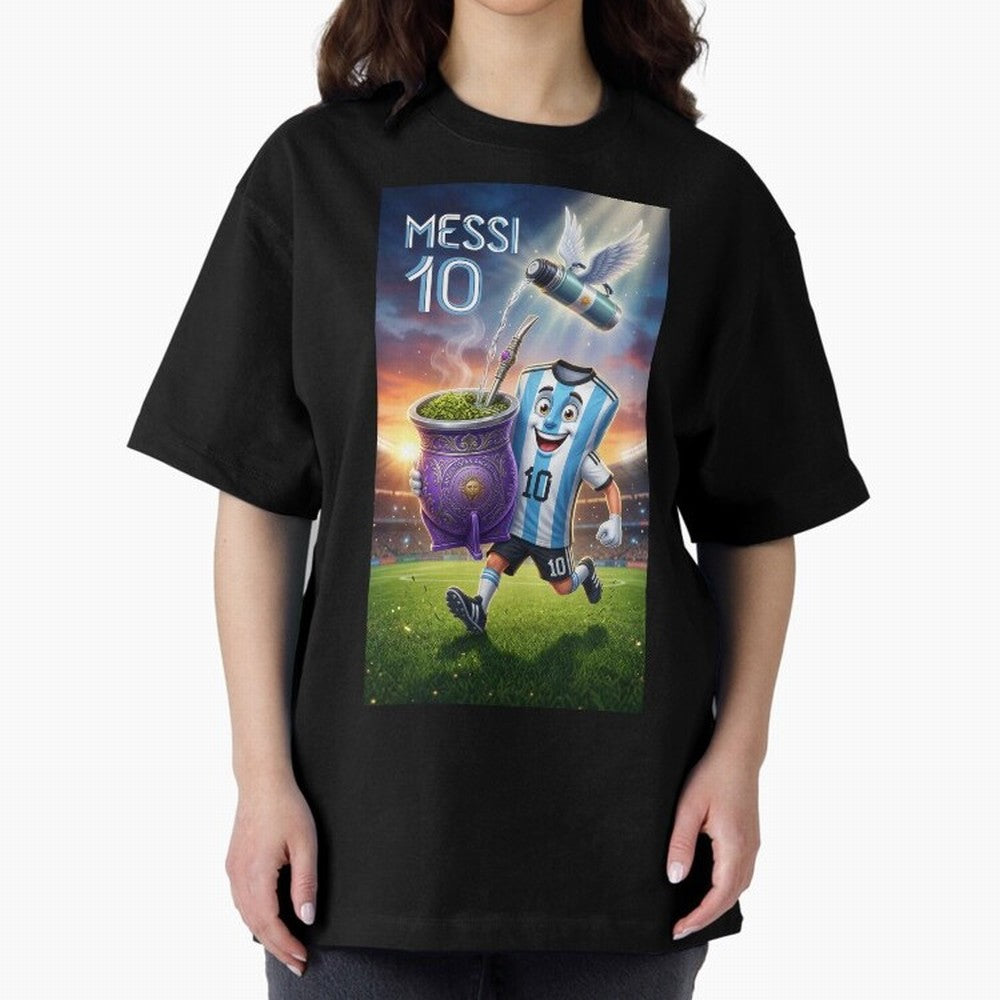 Messi 10 & Mate Magic ¨C The Soul of Argentine Football - Argentina Football Mate Mascot - Messi 10 Soccer Fan Art Oversized T-Shirt Bring Supporter Culture to Match Day Hype around FIFA World Cup 2026 USA Canada Mexico, CR7 and Messi, France and
